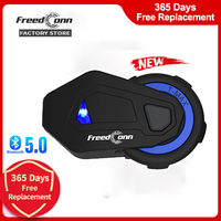 Freedconn T Max Blue Bluetooth Motorcycle Helmet Intercom Headset FM Interphone Speaker 10 Riders Moto Music Share