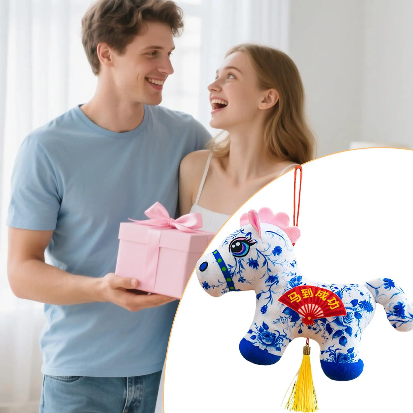 馬のぬいぐるみ、フォークプリントのぬいぐるみ飾り、馬の人形、男性、家族、ガールフレンド、女の子、男の子、子供、誕生日、車、家向け