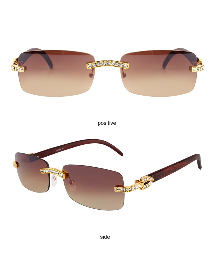Kenbo Vintage Mode Neue Marke Randlose Strass Sonnenbrille Beliebte Diamant Metall Männer Frauen Luxus Design Sonnenbrille Unisex – Detail 8