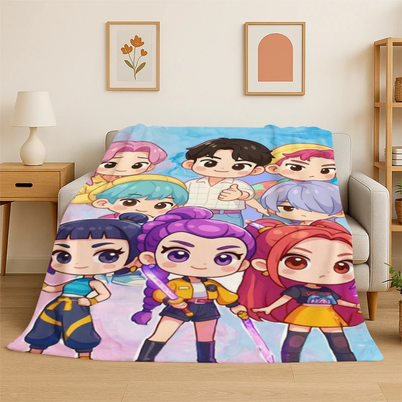 KPop D-Demon Hunters Girl Group Cartoon Soft Flannel Throw Blanket,Cozy Blanket for Bed,Couch,Sofa,Bedroom,Living Room,Travel