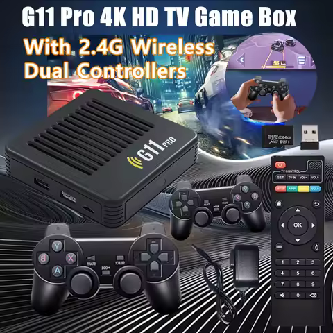 G11 Pro 4K HD TV Game Box Built-in 10000 Retro Games Video Game Console Portable Game Player With 2.4G Wireless Dual Controllers