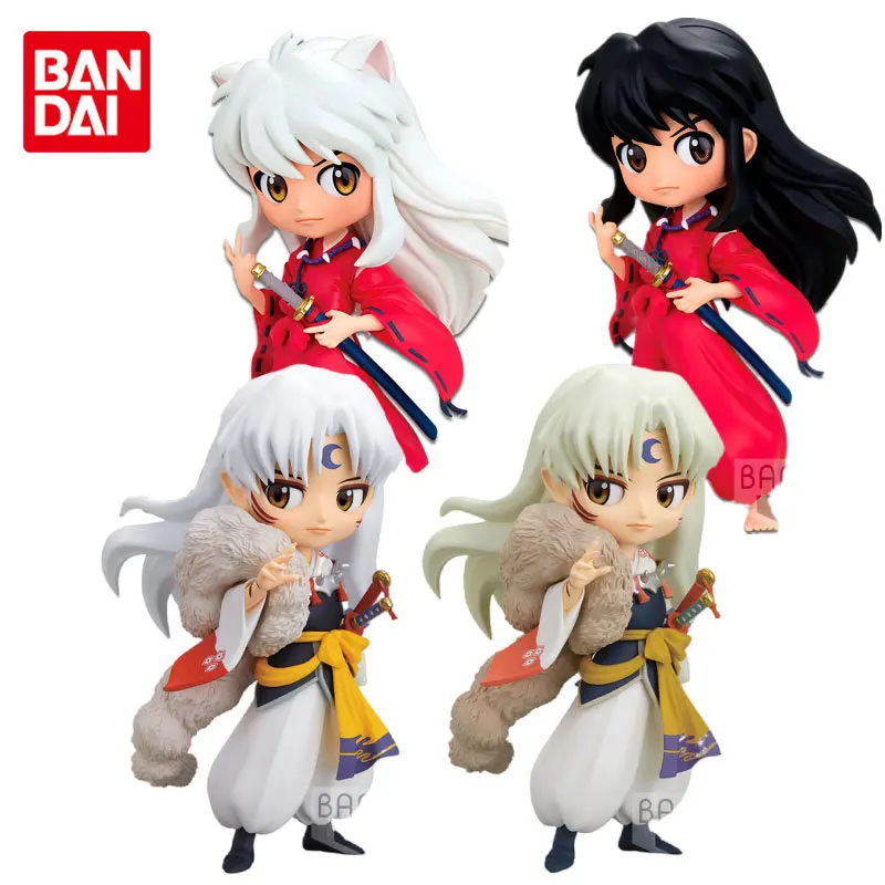 Bandai Original Qposket Inuyasha Sango Sesshoumaru Anime Action Figures Toys Boys Girls Kids Gift Collectible Model Ornaments