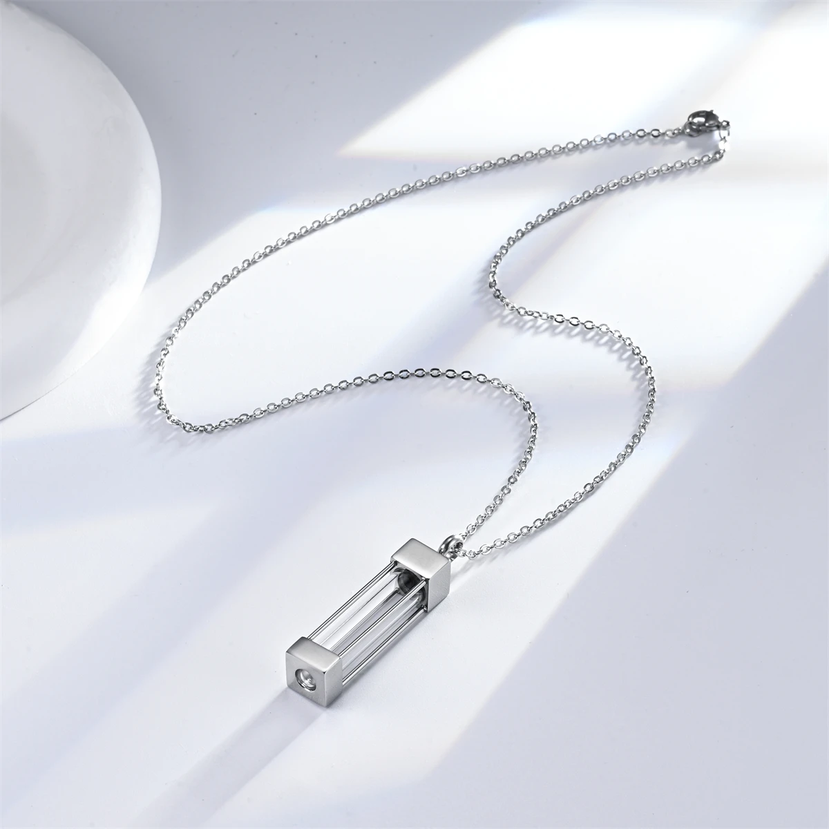 1 Stück Edelstahl Wunschflasche Halskette Parfümfläschchen Anhänger Asche Haar Blume Gedenkschmuck Transparent Unisex Andenken – Detail 6