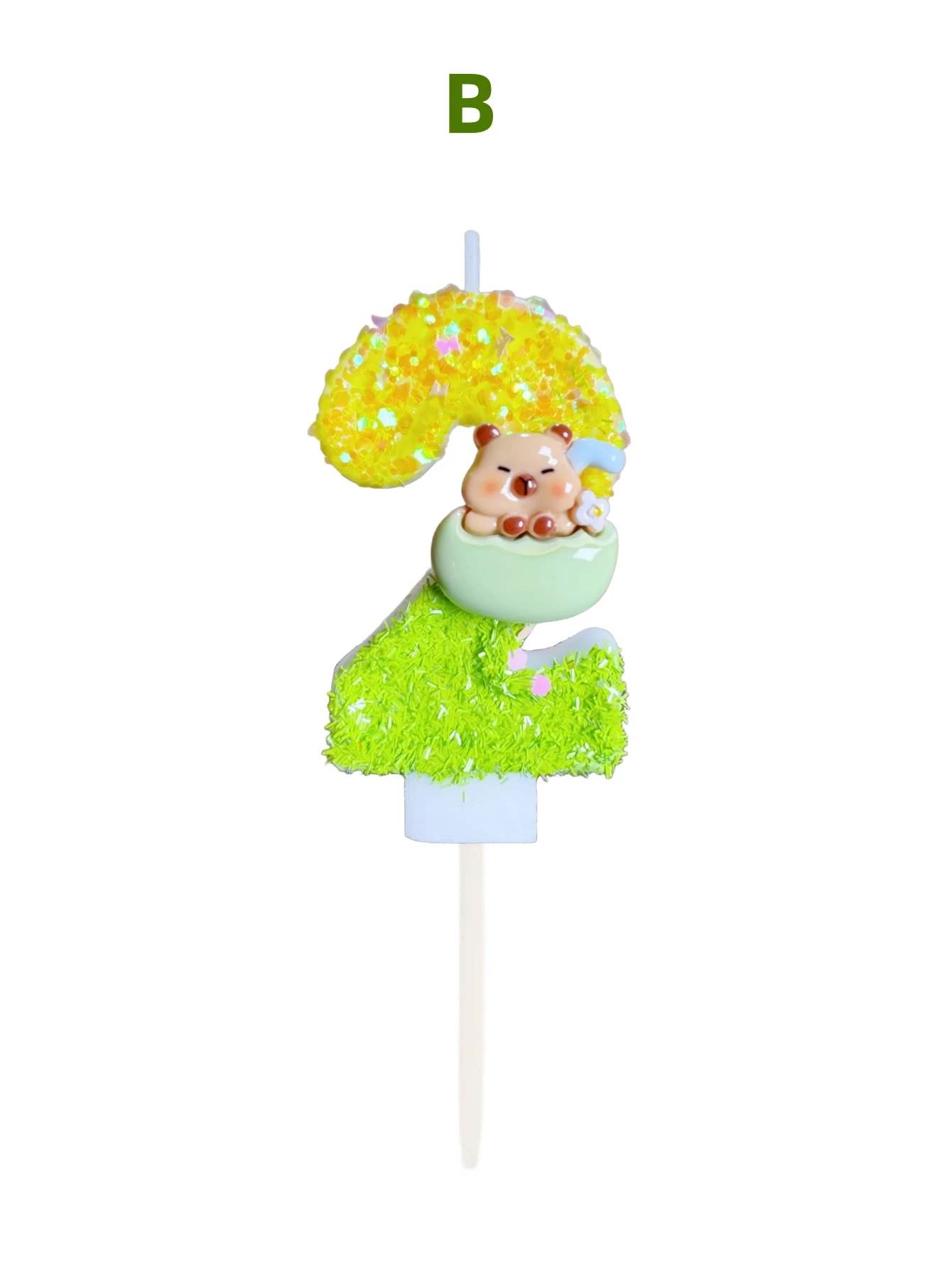 Yellow-Green Eggshell Kapibara Decorative Number Candles, Festive and Commemorative Candles