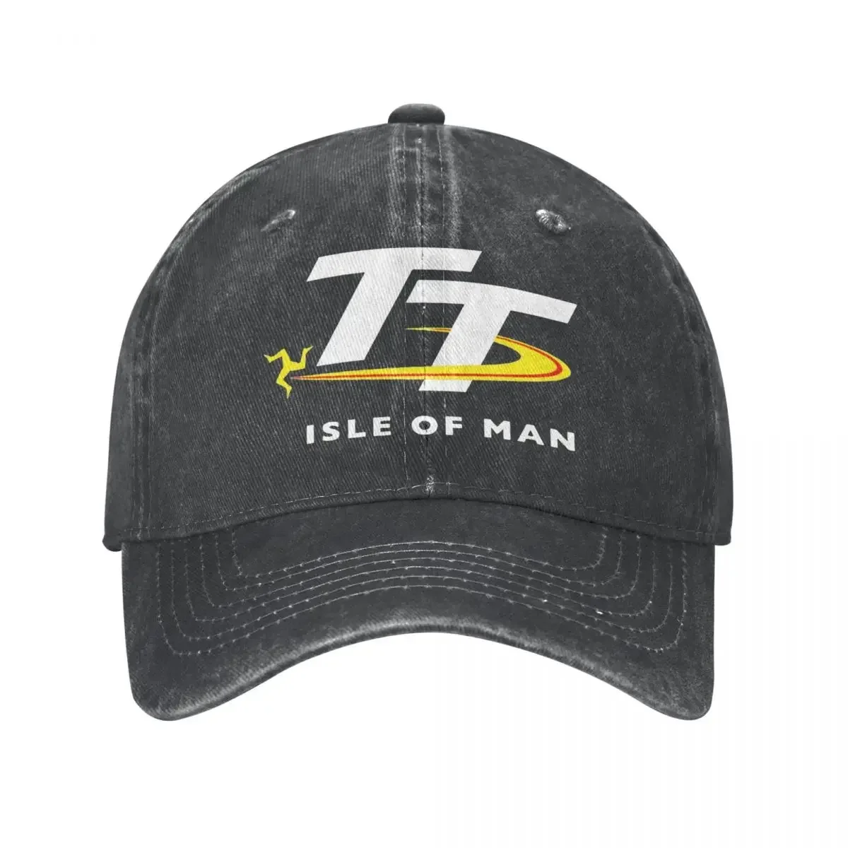 Vintage Isle Of Man TT Races Manx Baseball Caps Men Women Distressed Denim Headwear Outdoor Workouts Unstructured Soft Hats Cap