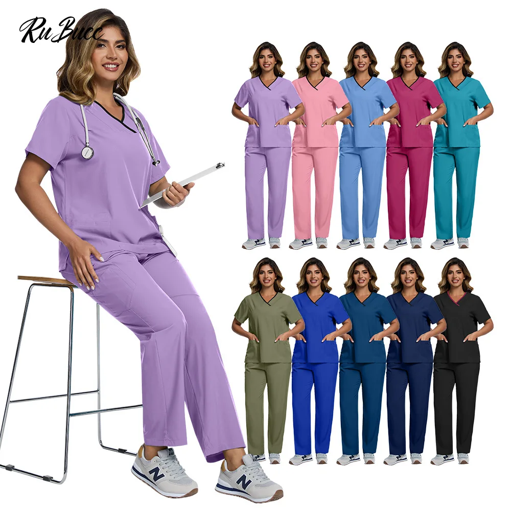 Unisex Pet Veterinary Uniform Nurse Surgical Scrub Suits Doctor Costume Medical Hospital Uniform Scrubs Nursing Top Jogger Pants