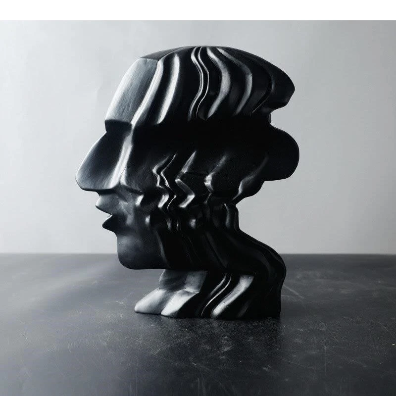 Heavy Shadows Human Face Statue Black/white Crafts Abstract Character Sculpture Desk Decoration Ornaments