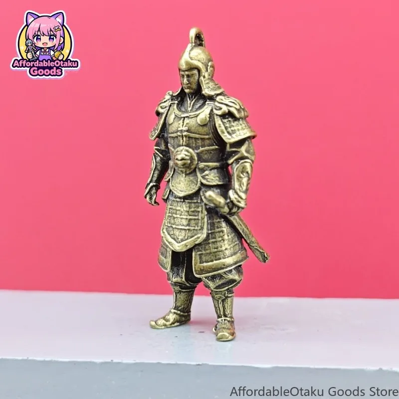 Chinese Guochao Brass Tang Dynasty General Figurine Solid Copper Armor Statue Ancient Military