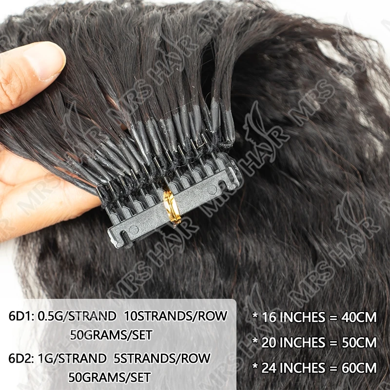 Estensioni dei capelli 6D Capelli umani Estensioni dei capelli lisci crespi Remy Micro piccoli punte metalliche invisibili Bonds cheratina 16-24 pollici