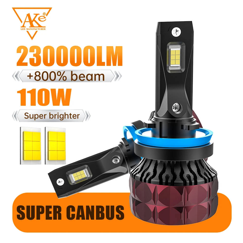 

AKE H4 LED H7 H11 Car Headlight Bulbs 110W 230000LM CSP H1 9005 HB3 9006 HB4 9012 HIR2 Turbo Lamp 6000K Car Light 12V Auto Lamp