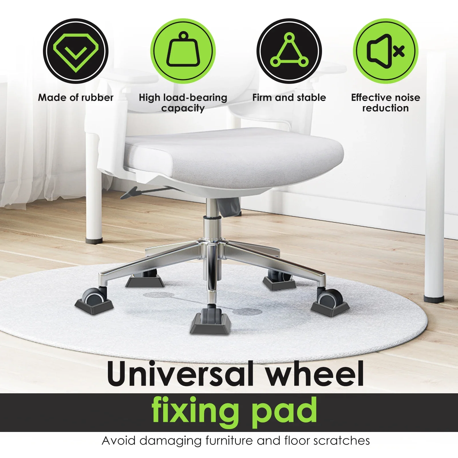6/12Pcs Office Chair Wheel Stopper Furniture Caster Cups Chair Roller Feet Mat Floor Protectors Anti-Sliding Shockproof Pad