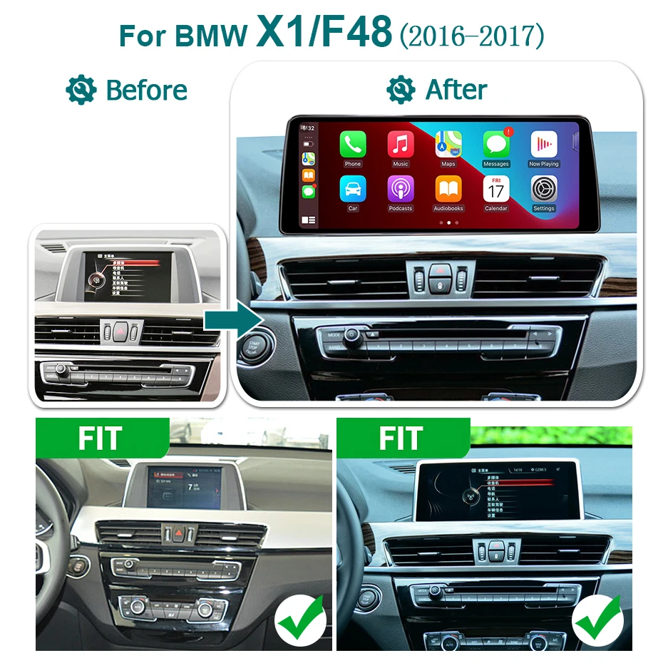 Wondefoo 12.5 Inch Screen Android 15 Auto Car Radio Wireless Carpaly Stereo For BMW X1 F48 X2 F49 2016-2017 NBT 2018-2024 Bluetooth Multimedia Player Navigation Autoradio GPS WIFI 4G 2 DIN
