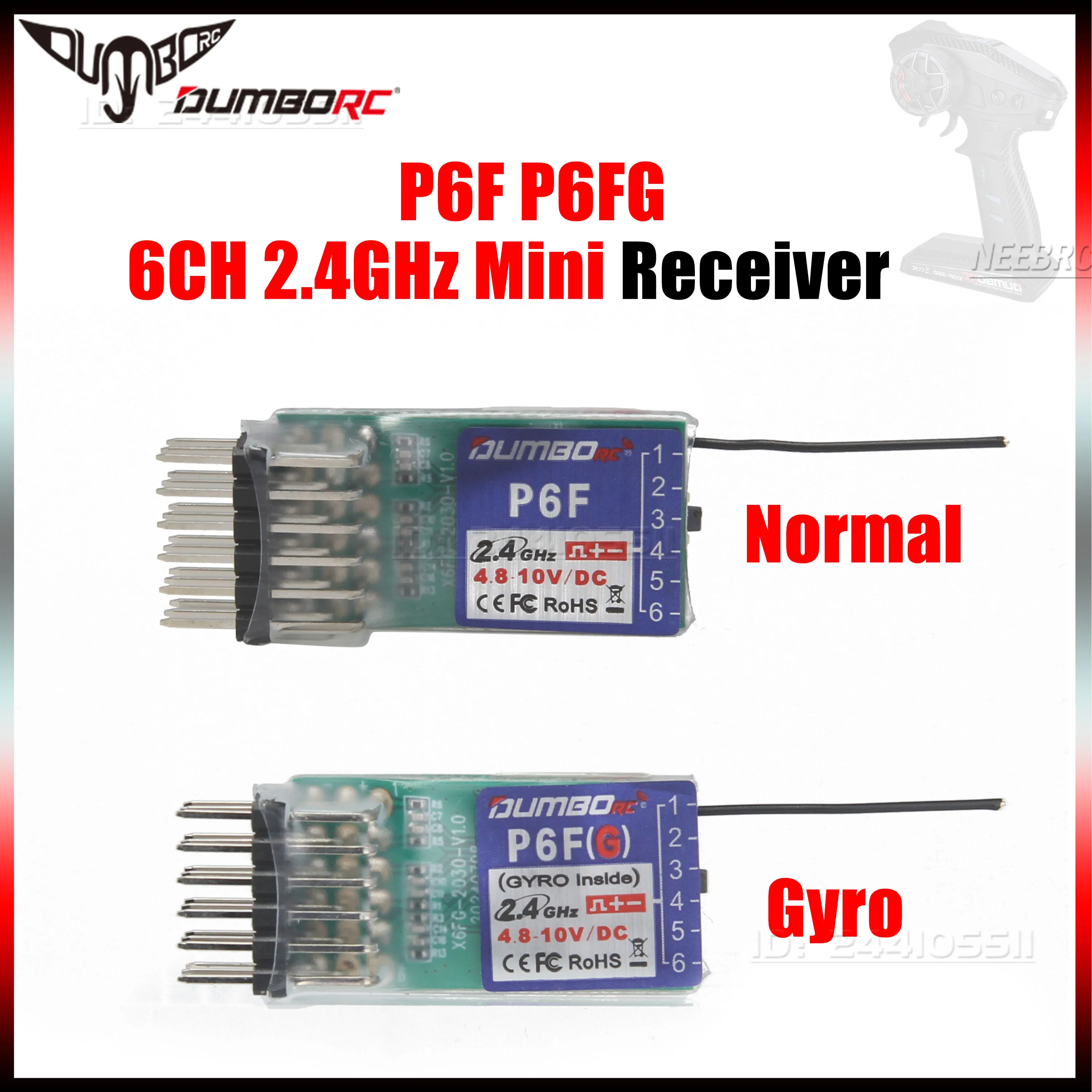DUMBORC P6F Mini P6FG Gyro 2,4 GHz 6CH Empfänger für Sender DDF-350 X6 X4 Steuerung System Fernbedienung Rc Auto boot Schiff