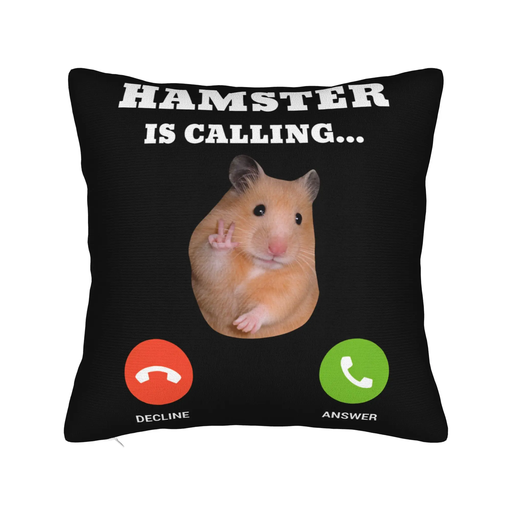 Hamster Meme is Calling Square Pillowcases Polyester Room  Cushion Case Cute Decorative Pillowcase 45*45