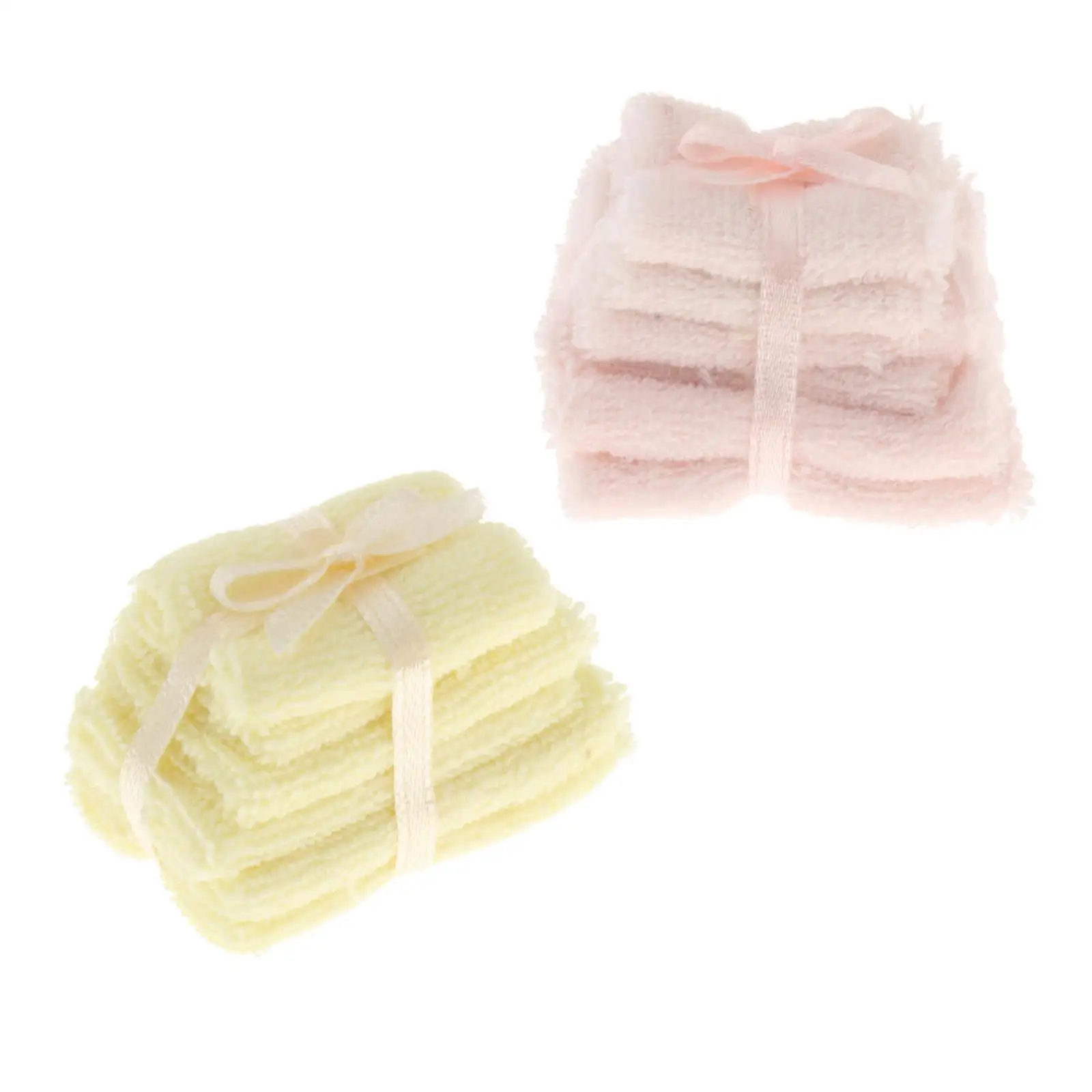 Dollhouse Miniature Towel Set Bath Towel Pile Model Bathroom Furniture Decoration Dolls House Play DIY Projects Toys