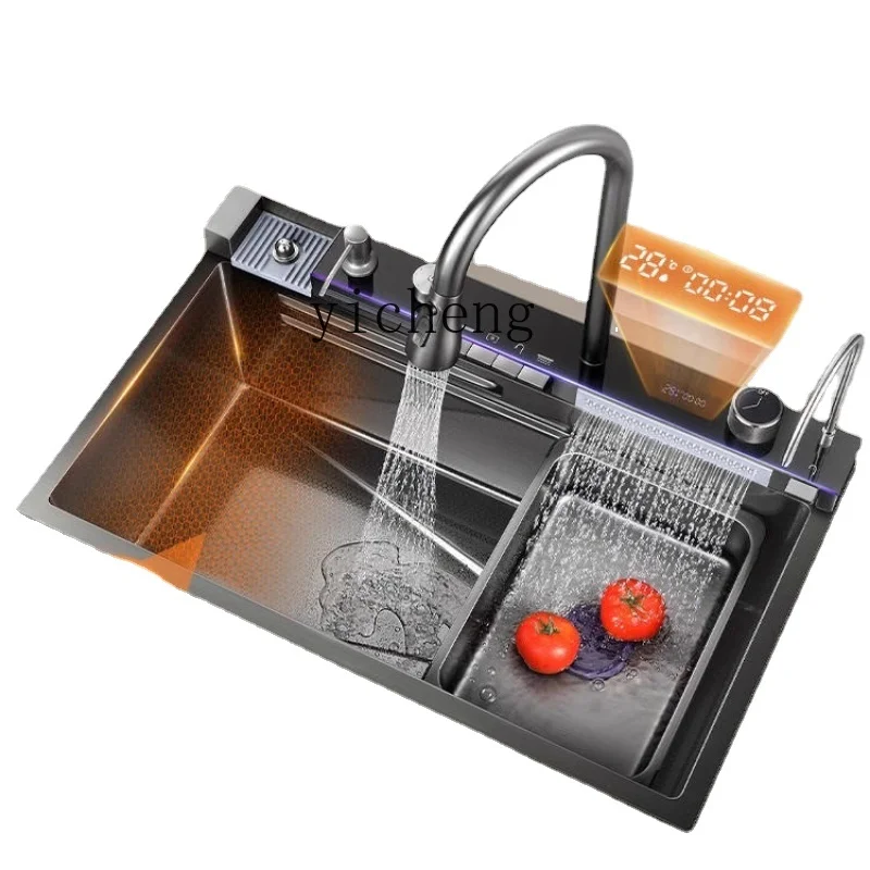

Zf Waterfall Sink 304 Stainless Steel Multi-Functional Large Single Sink Kitchen Household Sink