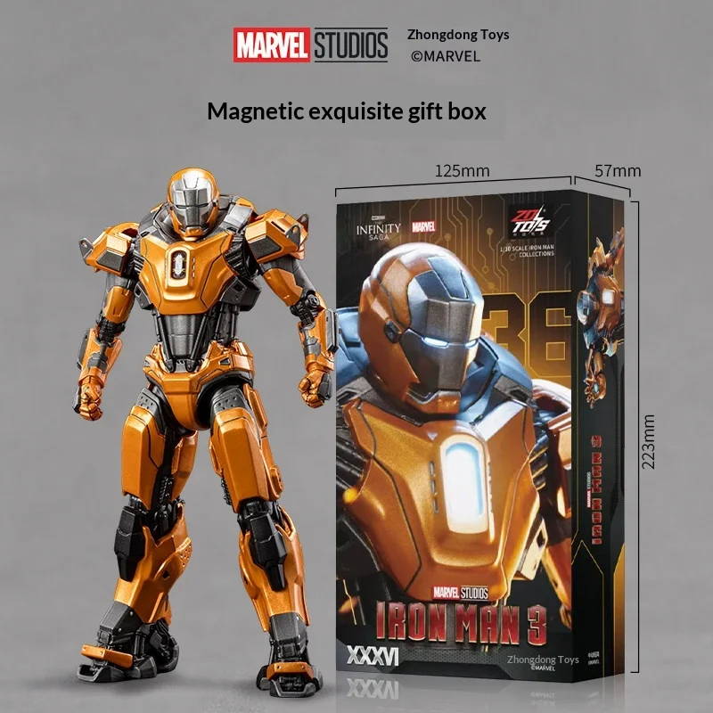 In Stock ZDTDS  Iron Man MK36 Action Figure Movable Joints Model Collectible For Adult Birthday Home Display Fans Best Gifts