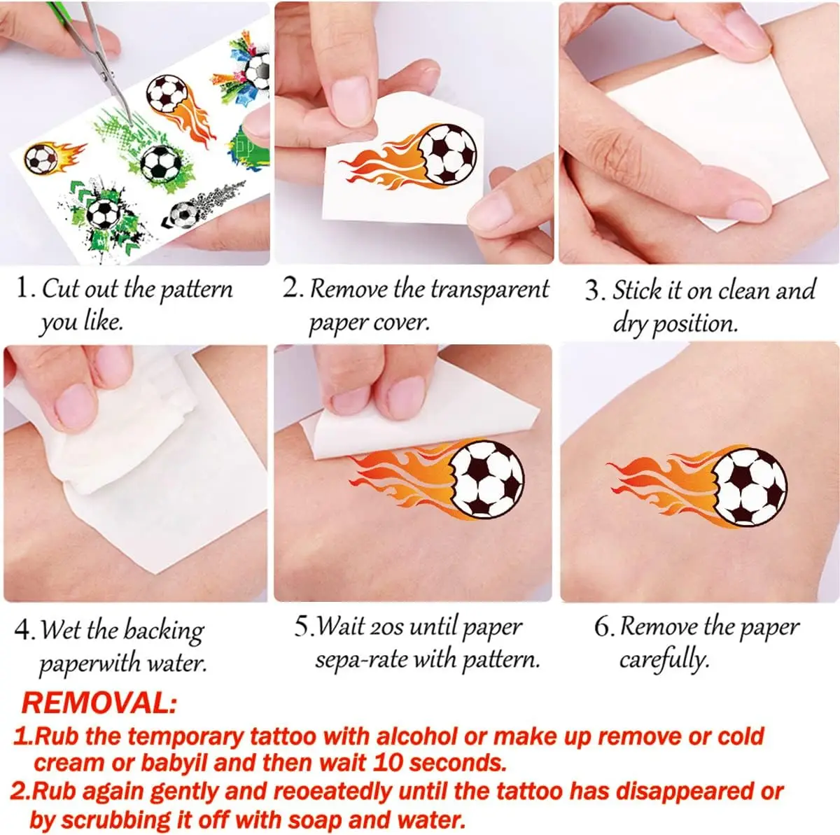 Football Tattoo Soccer Stickers Waterproof Original Sport Sticker Birthday Party Supplies Party Favors Adult Kids Boys Gift Toys