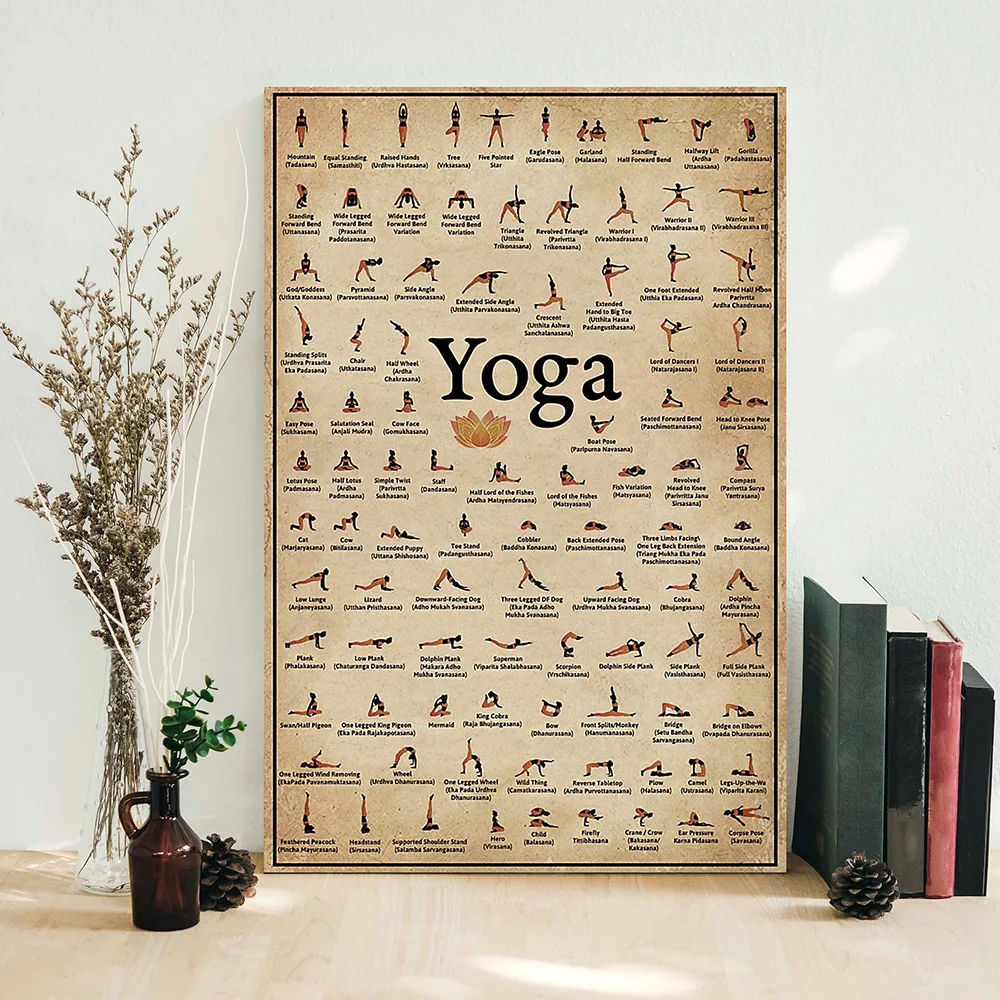 Yoga Exercise Gym Ashtanga Chart Pose Health Paintings Modern Wall Art Canvas Posters and Prints Living Room Home Decor Pictures