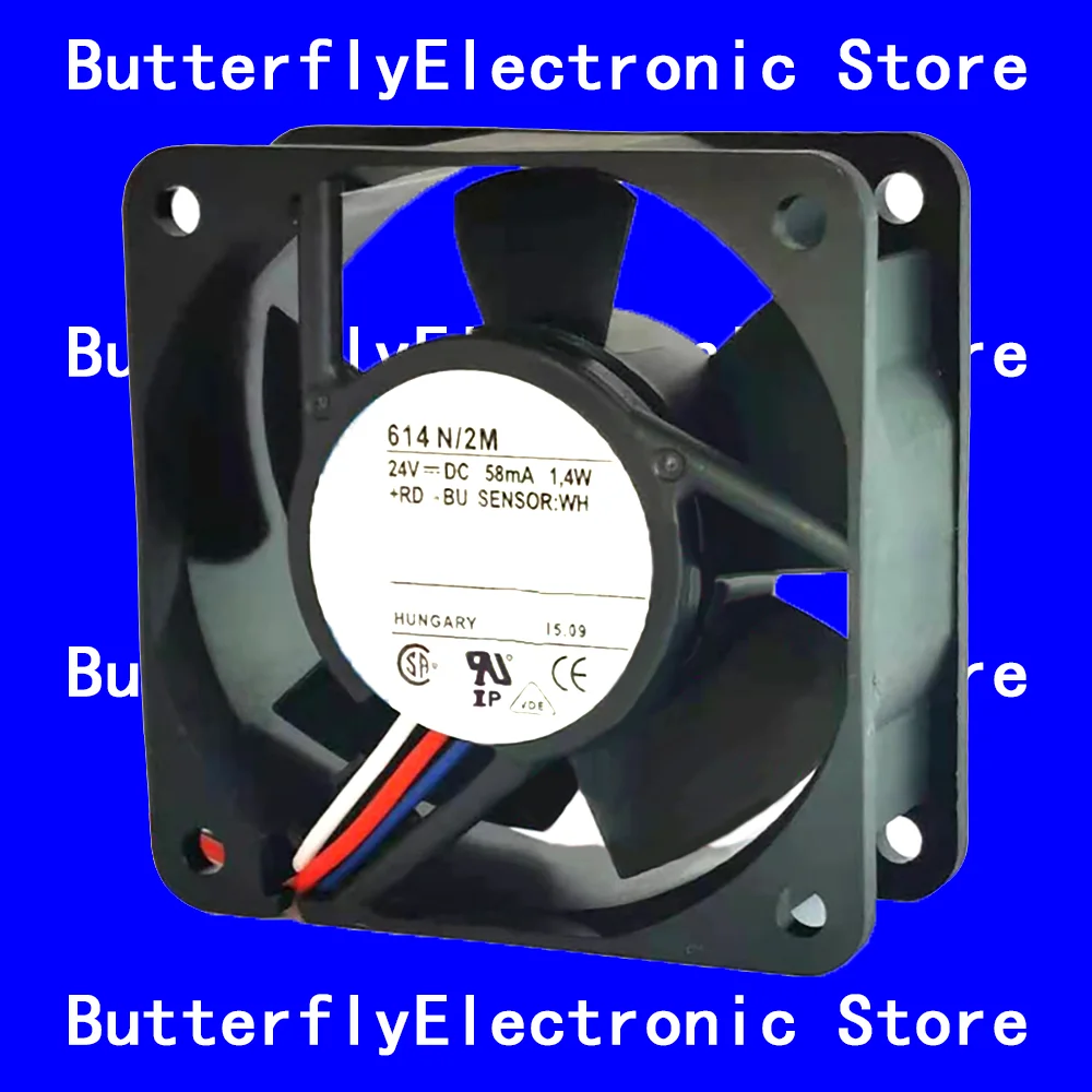 

NEW ORIGINAL 614N/2M 24V DC 3WIRES 1.4W COOLING FAN 6025 6CM 60*60*25MM