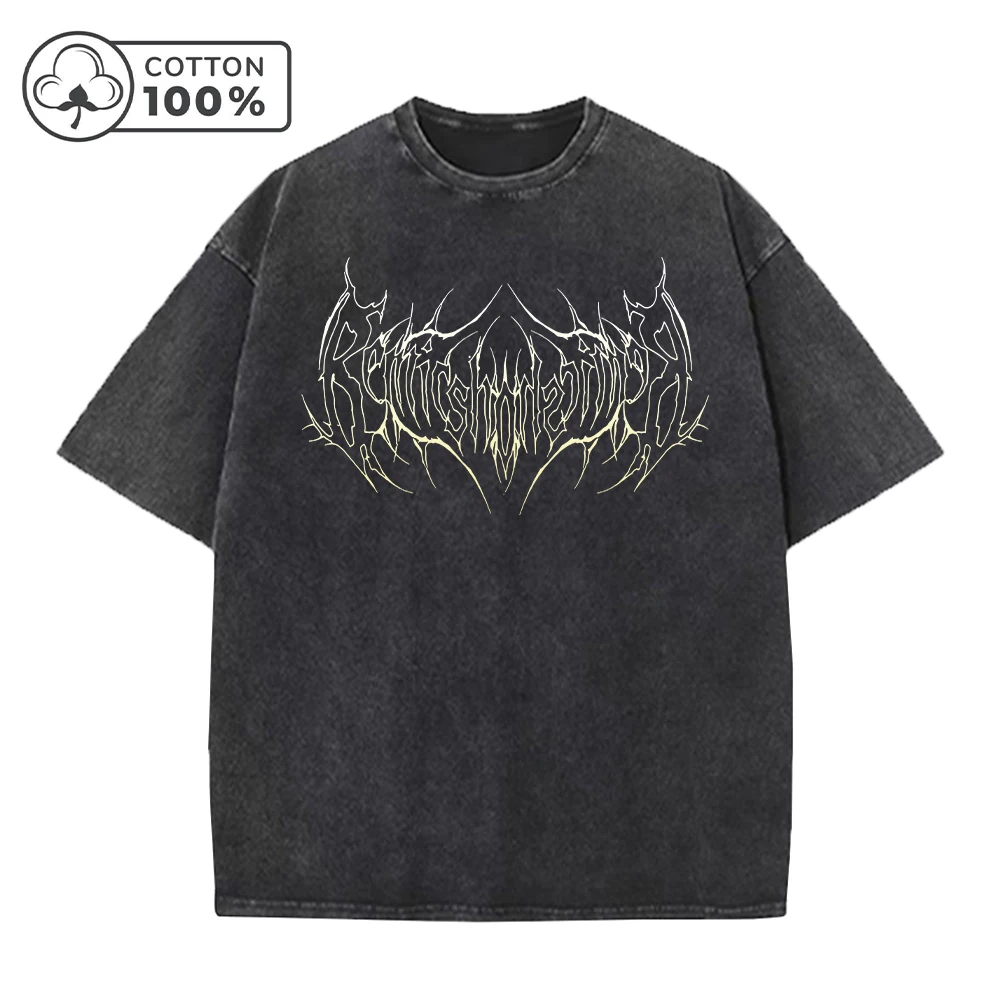 Men's Street Style Retro Washed T-Shirt With Gradient Thorn Print Distressed Pure Cotton Short Sleeve Summer Commuter Gym Top