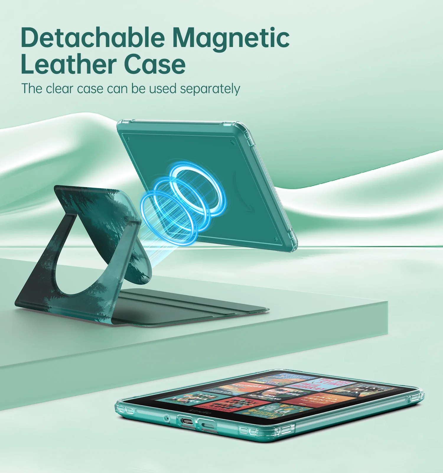 360 ° حافظة دوارة لجهاز Kindle Paperwhite 12th Generation 2024 غطاء خلفي شفاف قابل للفصل مغناطيسي قابل للتعديل #3