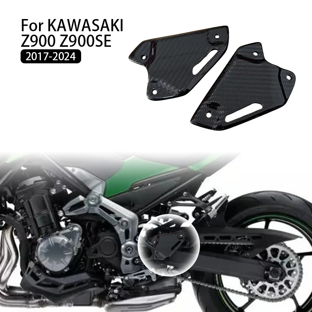 

100% Carbon Fiber Motorcycle Footrest Heel Guard Cover For KAWASAKI Z900 Z900SE 2017-2024 Rearsets Foot Rest Peg Protector