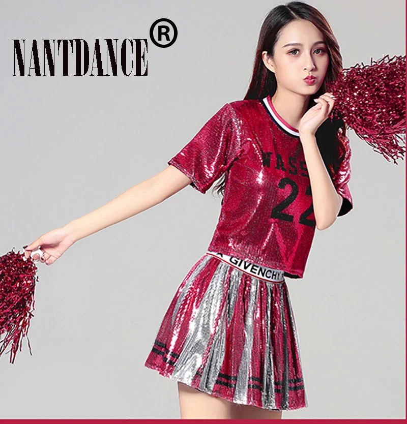 Kpop Erwachsene Jazz Dance Kostüme für Frauen Hip Hop Disco Bling Pailletten Jazz Street Dance Kleidung Frauen Bühne Cheerleader Outfits