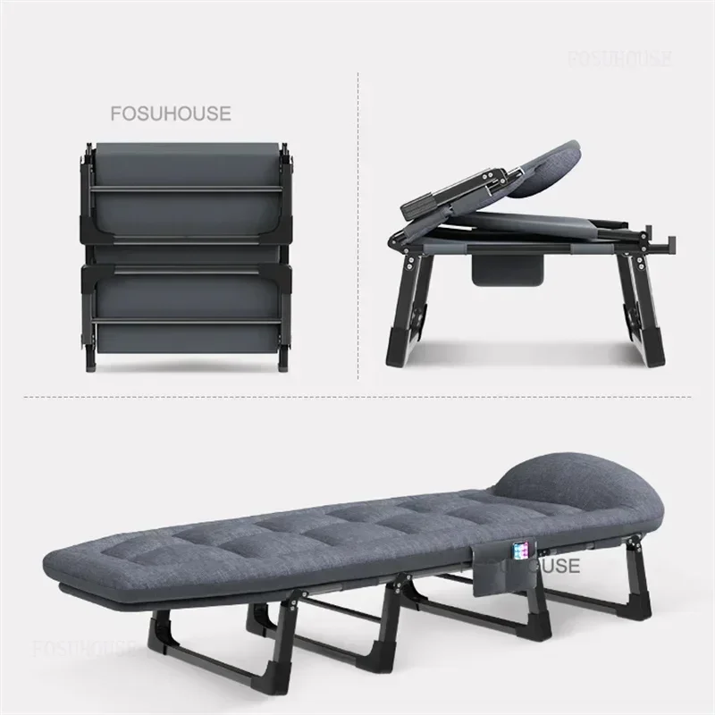 Modern Minimalist Folding Bed Portable Sleeping Beds Indoor Office Lunch Break Leisure Individual Recliner Bed Bedroom Furniture