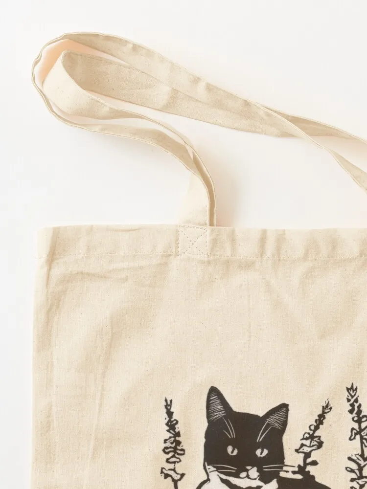 Tuxedo Cat in the Flower Garden Tote Bag Lady bags Customizable tote bag shopping bag logo Lady