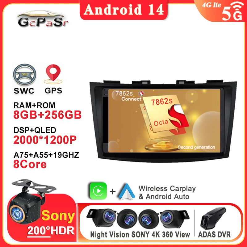 

Android 14 Car Auto For Suzuki Swift 4 2011 2012 2013 2014 -2016 Head Unit CPU Auto Radio Multimedia Player GPS Navigation HDR