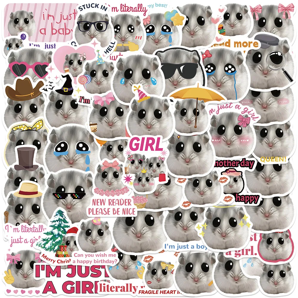 50PCS Hamster Meme Stickers Cartoon Graffiti Decals For Suitcase Skateboards Laptop Fridge Guitar Animals Decorate Stickers