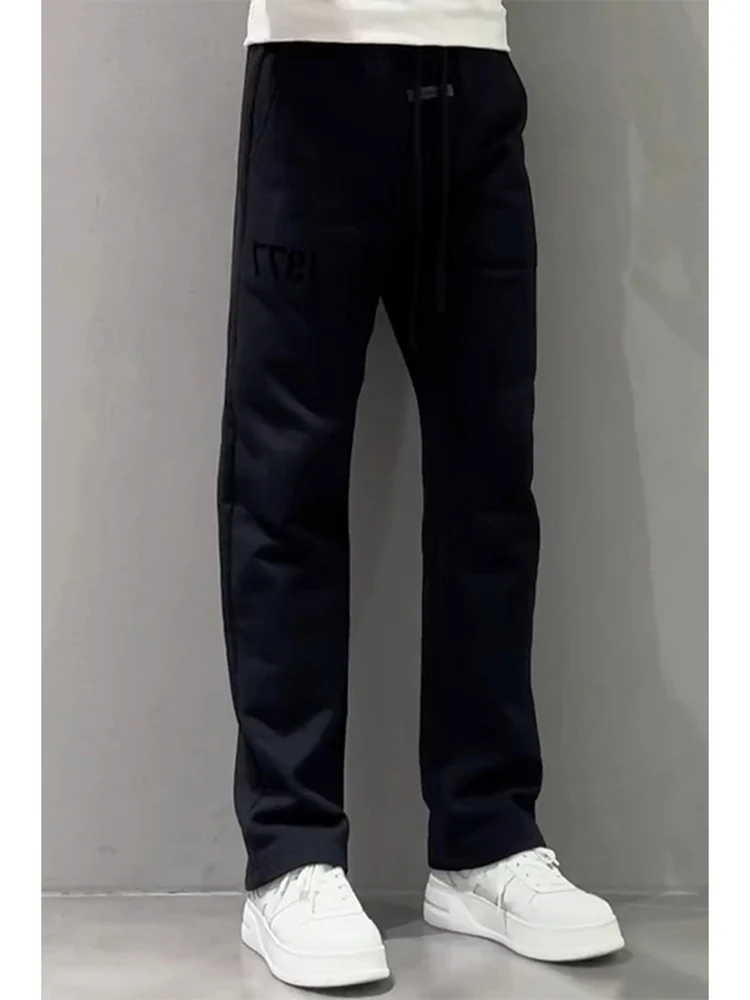 High Quality Men's Loose Fit Straight Leg Sweatpants Fashionable All-Match  Color Sporty Casual Trousers Autumn New Arrival