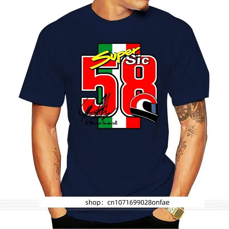 

Men T shirt Marco Simoncelli Super Sic 58 Black funny t-shirt novelty tshirt women fashion t-shirt men cotton brand teeshirt