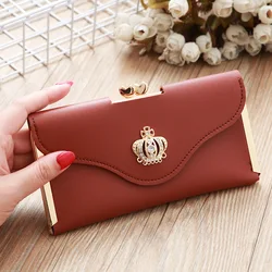 Women's Crown Style Long Wallet Hasp Zipper Money Pouch Female Envelope Coin Purse Cards ID Holder for Girls Portable Clutch Bag