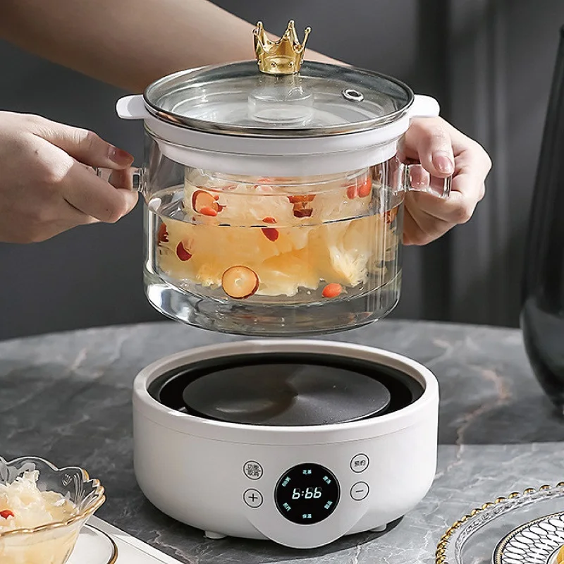 110V Multifunctional Health Pot High Borosilicate Split Glass Flower Teapot Appointment  Electric Stew Pot Auto Keep Warm 1.5L