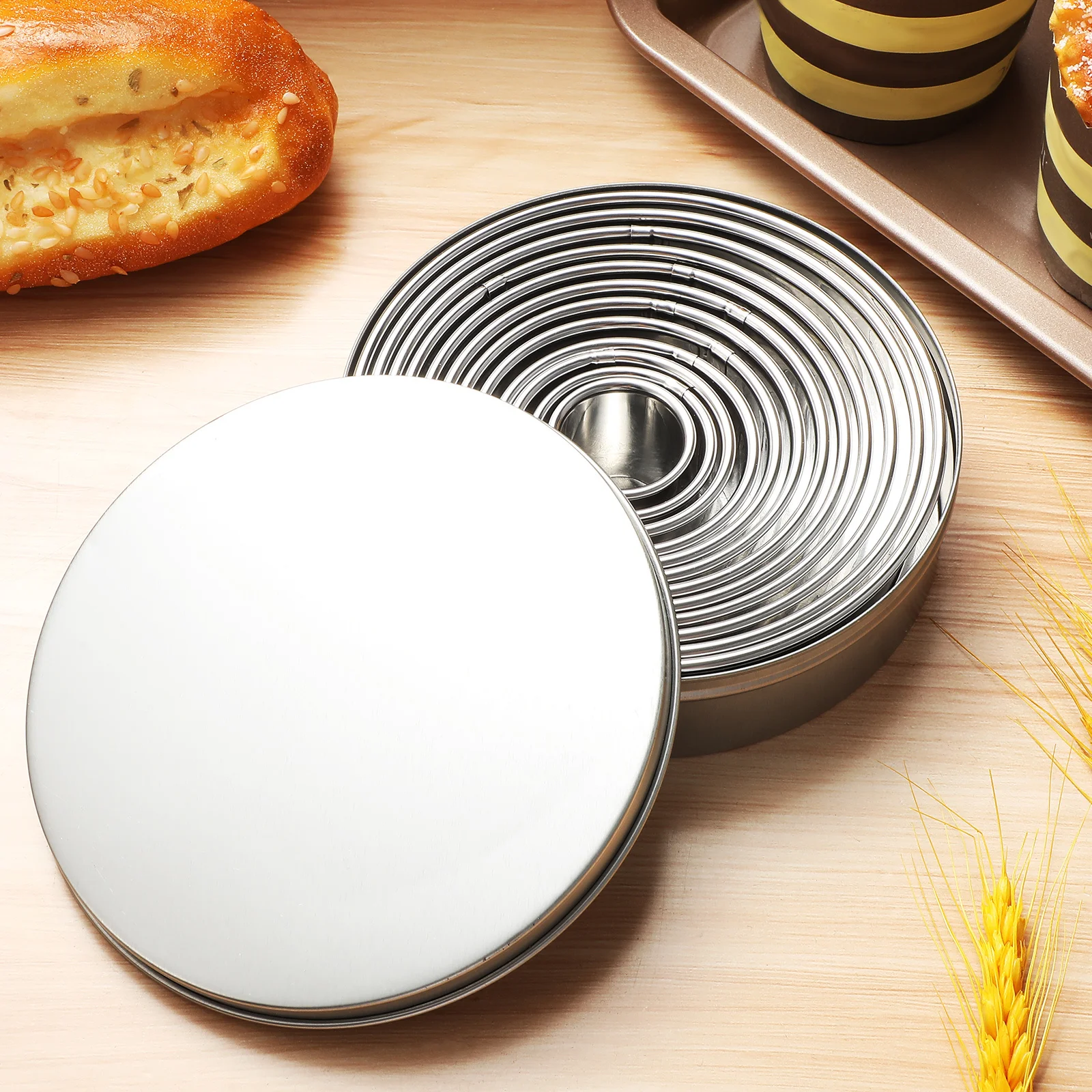 

12 pcs Stainless Steel Baking Rings Muffin Tart Crumpet Pastry Cookie Cutters Set Mousse Mold For Cake Dessert Cooking