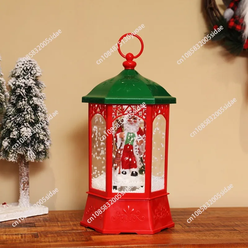 Christmas Decoration Lights Classical Hexagonal Palace Lantern Snow Luminous Music Durable Festive For Children Gifts