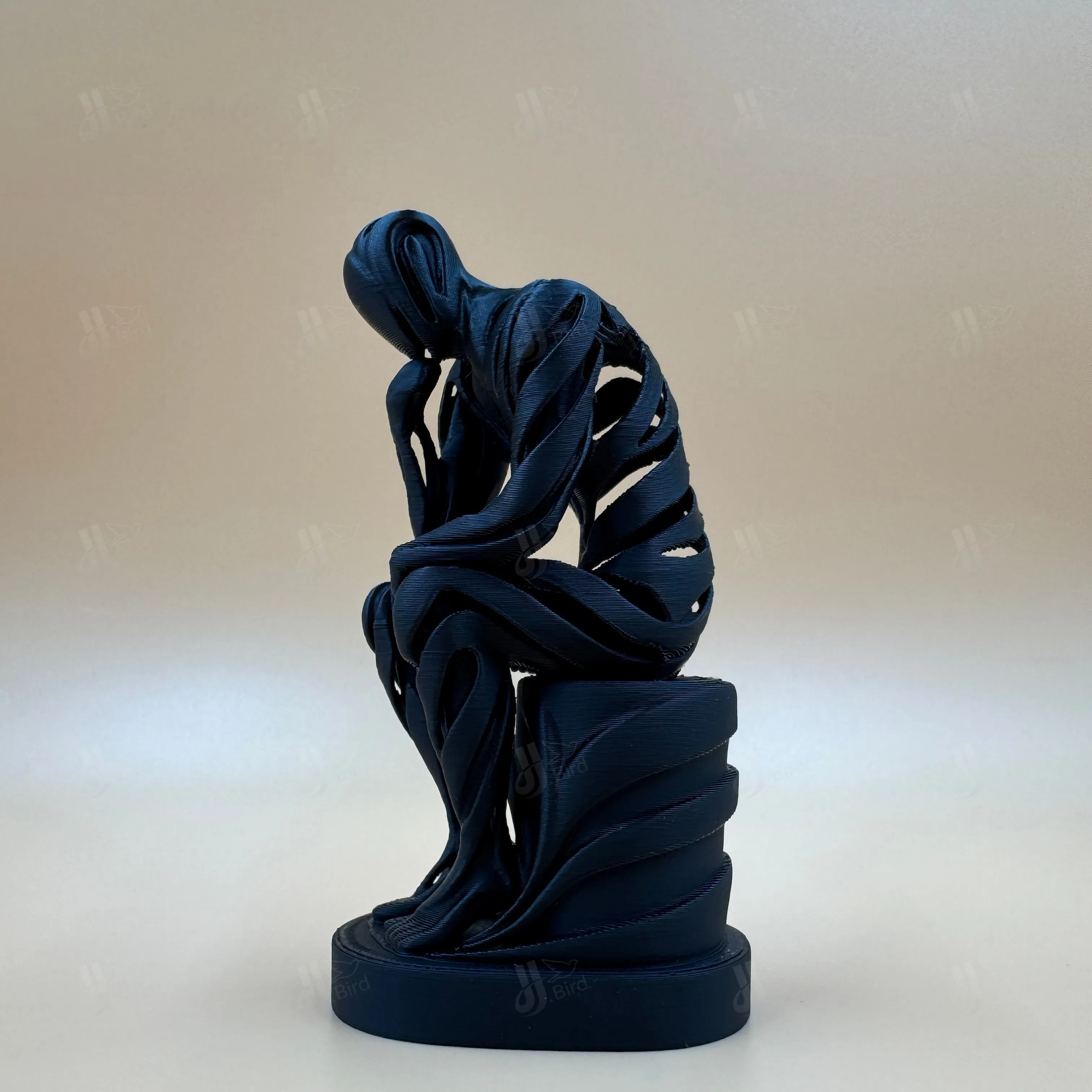 Exquisite Black Hollowed Thinker Figurine