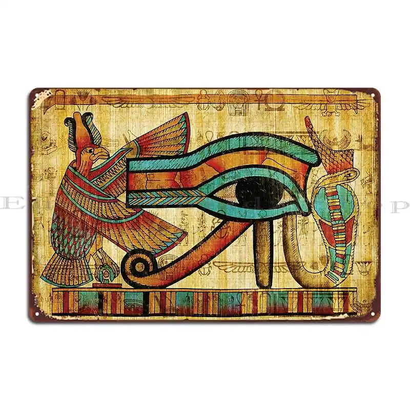 Eye Of Horus Papyrus Metal Plaque Poster Create Party Club Design Club Kitchen Tin Sign Poster