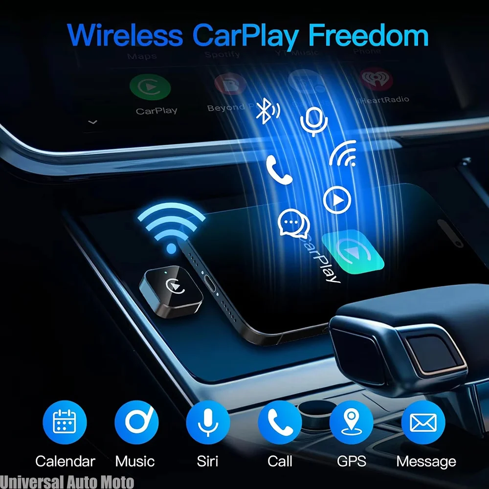 (2026 Upgraded) Wireless CarPlay Adapter Plug‑and‑Play Fast Stable Connection for IPhone and Android Small Size Car Accessories