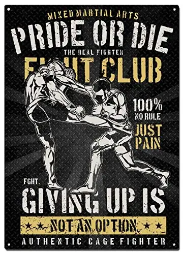 Fight Club MMA Metal Tin Signs,Martial Arts Colorfast Posters, Decorative Signs, Wall Art, Home Decor - 8X12 Inch (20X30 cm)