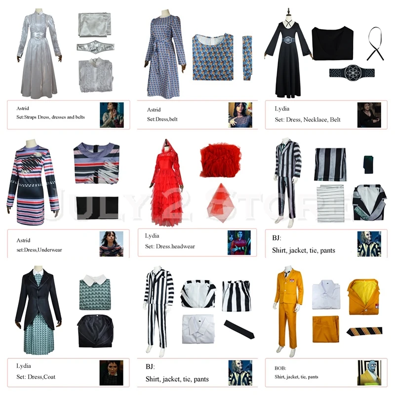 Beettlejuice disfraz de Halloween para hombre y mujer, traje gótico, Roleplay espeluznante, traje fantástico de fiesta