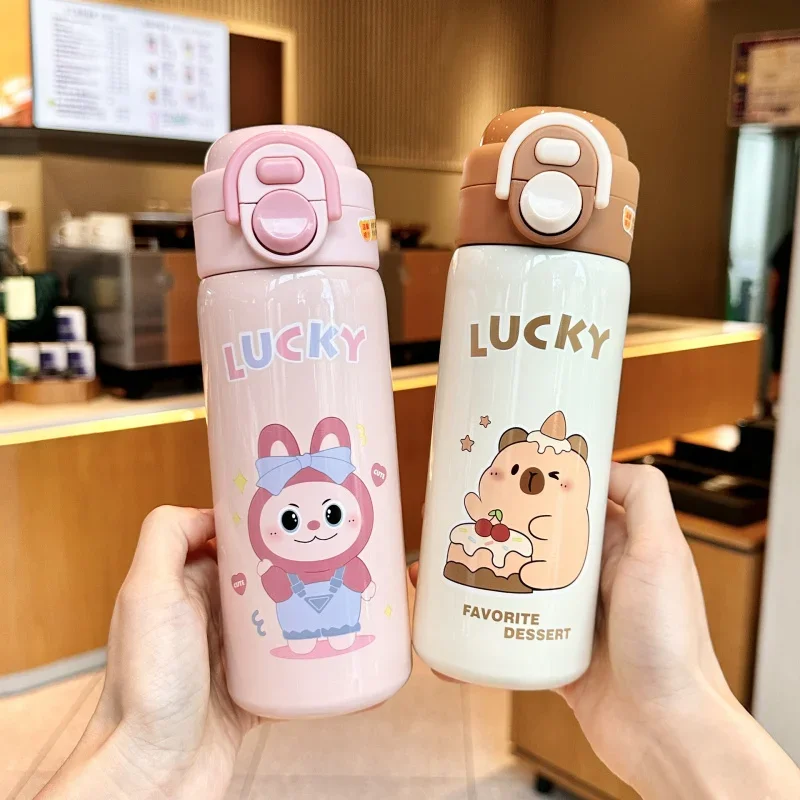 

Cute Children Thermos Bottles For Girls Boys 316 Stainless Steel Straw Vacuum Insulation Double Drinking Cup For School Outdoor