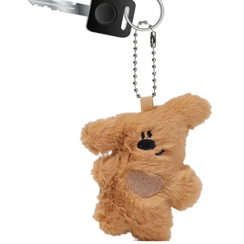 Stuffed Bear Keychain Plush Toy Keychain Tilted Head Design Purse Handbag Charm Backpack Pendant Cute With Strong Bead Chain For