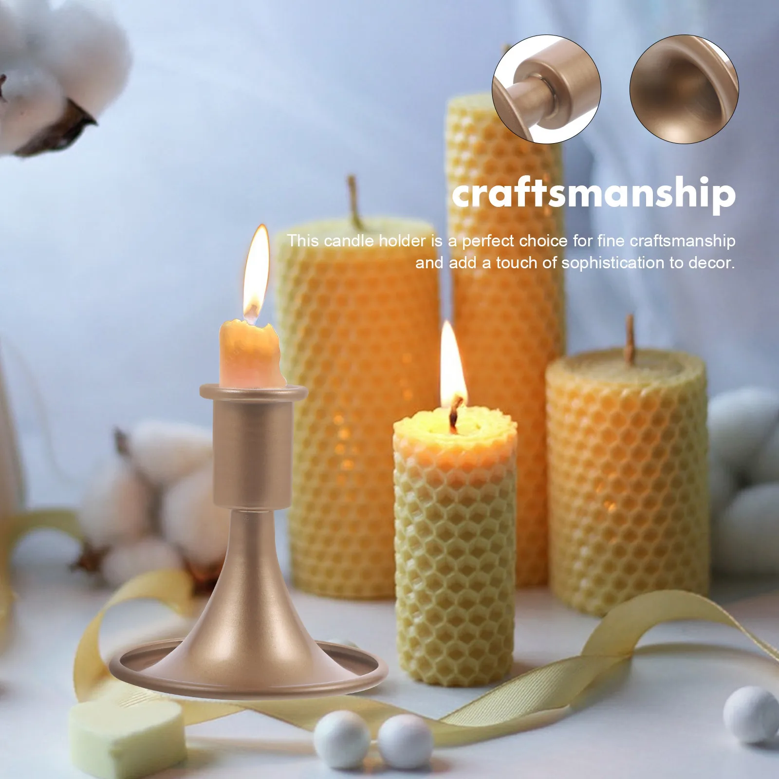 

Candlestick Holder Golden Stand Intricate Design Exquisite Craftsmanship Tabletop Candleholder Home Decoration