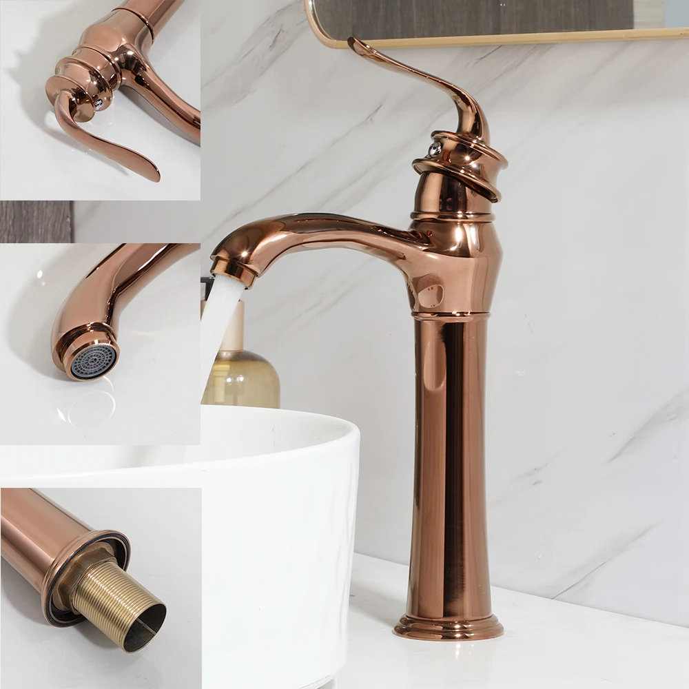 OUBONI Bathroom Sink Faucet Magic Lamp Style Faucets Solid Brass Hot Cold Mixer Taps Multiple Color Options Available