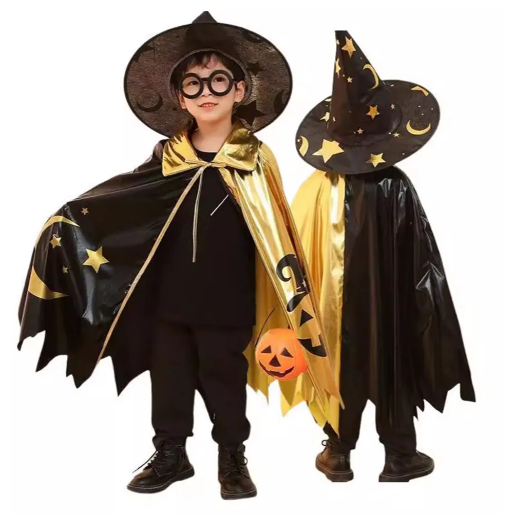 Kids Wizard Cosplay Costume outfit Halloween Carnival Suit Fantasy Role Play copricapo carnevale vestiti mantello cappello accessori