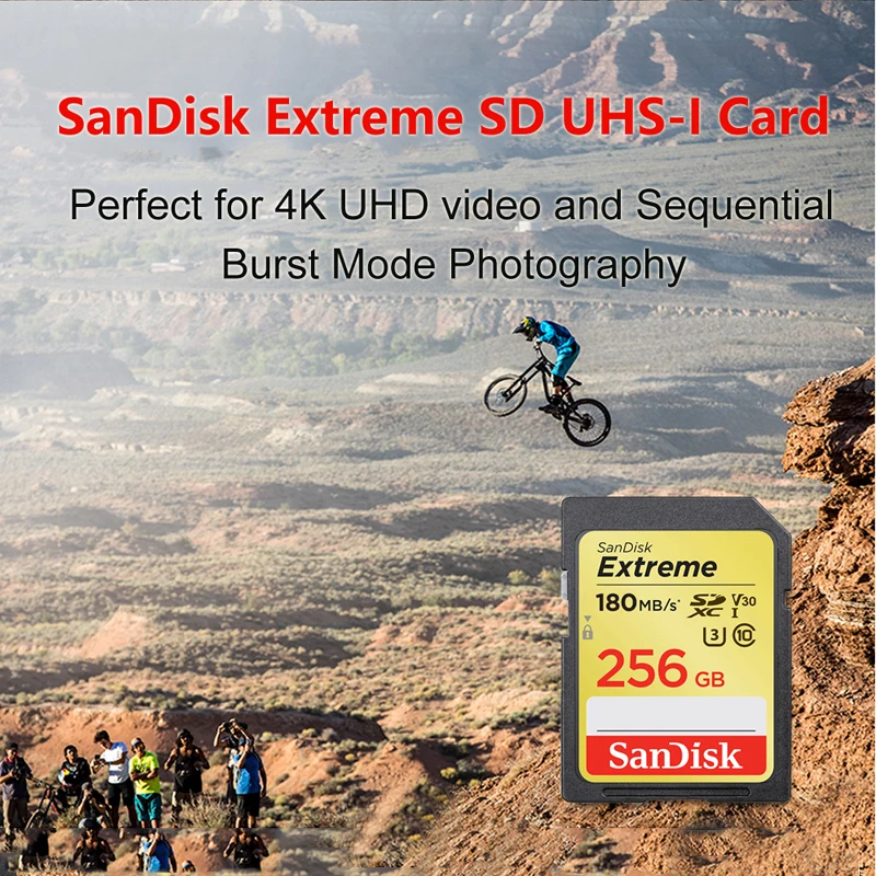 SanDisk-울트라/익스트림/익스트림 프로 SD 카드, 32GB 클래스 10 SDHC 플래시 메모리 카드 64GB 128GB 256GB SDXC C10 SD 카드 U3 V30 4K UHD