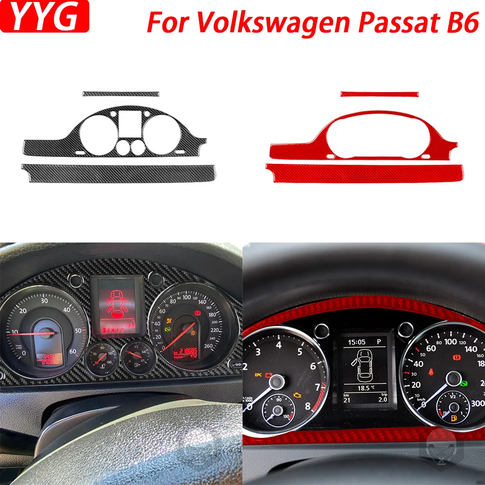 

For Volkswagen VW Passat B6 2006-2011 Real Carbon Fiber Dashboard Speedometer Panel Trim Cover Interior Car Accessories Sticker